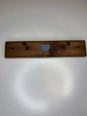 老式小号木制蓝色心形壁挂乡村小屋装饰*旗帜 — 第 1/4 张图片