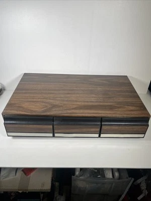 Vintage Faux Wood 36 VHS Tape 3 Drawer Large Video Storage Case 25”x16”x6” - Image 1 of 4