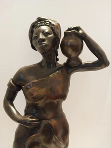 17 ' Bronze Ethnic Lady Wi Pot Stunning Detail In This Piece Gorgeous Character - Picture 1 of 16