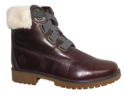 Timberland Botín Impermeable Wm Talla 9.5 Cuero Borgoña + Cordones Elásticos Sin Corbatas Foto 1 de 4