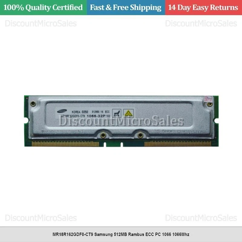 MR18R162GDF0-CT9 Samsung 512MB Rambus ECC PC 1066 1066Mhz - Image 1 of 1