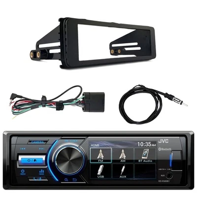 JVC KD-X560BT 3" Display USB Stereo Receiver with Harley Dash Kit, 40" Antenna - Image 1 of 4