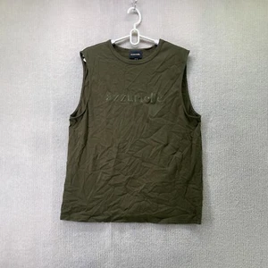Azzurielle Womens Tank Top Size 14 Army Green Round Neck Embroidered Logo Tee - Picture 1 of 11
