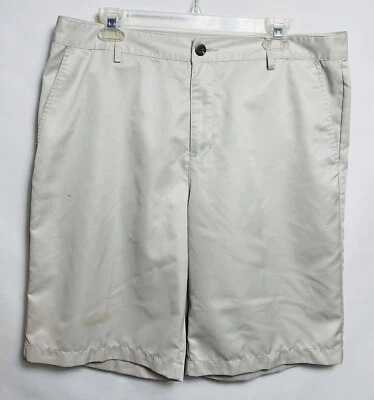 Шорты для гольфа мужские Adidas Climalite 34 бежевые 100% полиэстер функциональный логотип - Изображение 1 из 3