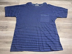 Vintage 90s Striped Pocket T-Shirt Made In USA Dockers Blue Mens Size L Grunge - Picture 1 of 6