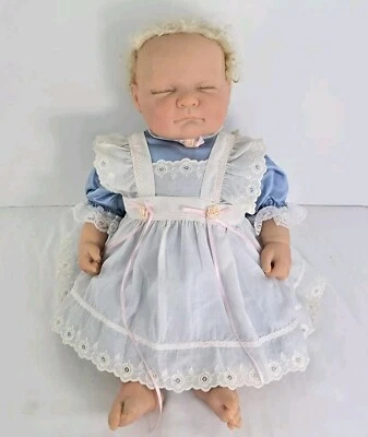 Vintage BERENGUER Reborn Baby Girl Doll 19” Eyelashes Weighted Mohair Blond  - Image 1 of 4