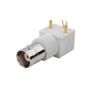 2x BNC Buchse Rechter Winkel Durchsteckloch PCB Befestigung Lötzinn Koaxial Steckverbinder - Bild 1 von 3