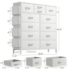 12 Drawer Dresser for Bedroom Fabric Chest of Drawers Side Pockets Nursery Lot - Picture 1 of 55