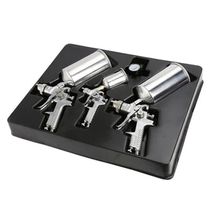 Air Spray Paint Gun Set Sprayguns with Cups, Air Regulator & Maintenance Primer - Picture 1 of 8