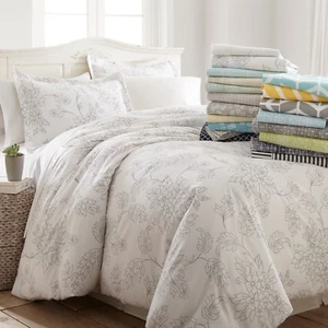 Ultra Soft 3PC Patterned Duvet Cover Set Spring Kaycie Gray Fashion Collection - Picture 1 of 20