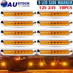 10x 12V 24V LED Side Marker Clearance Light Amber Indicator Trailer Truck Lorry - Picture 1 of 12