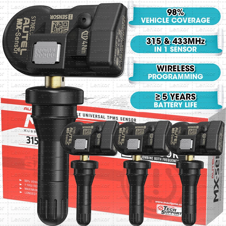 4Pcs Autel MX-Sensor Car Tire Pressure Monitoring System TPMS Sensor 315&433MHz