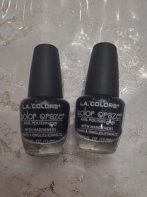 Esmalte de uñas L.A. Color Craze negro con circuitos endurecedores NP412,44 fl oz 2 piezas Foto 1 de 2