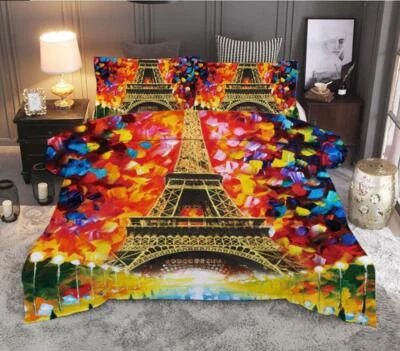 Taies d'oreiller de lit 3D Tour Eiffel ZHUB2194 housse de couette Queen King Amy - Photo 1/4