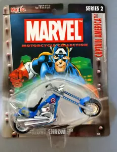 Maisto Marvel Motorcycle Collection Captain America Midnight Blue Chrome MOMC - Picture 1 of 2