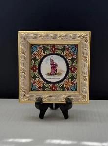 Framed Fandanguillos (Spanish Folk Dance) Colorful Painted Tile Home Decor - Picture 1 of 4