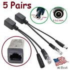 5 Pair - Ip Camera Power Over Ethernet Passive Poe Injector Splitter Cable Rj45