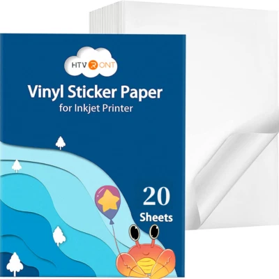 20x Printable Vinyl Sticker Paper Labels（Matte+Glossy）for Inkjet&Laser Printer - Image 1 of 4