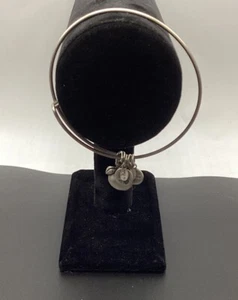 Alex and Ani Apple Charm Silver Tone Bangle Pre-owned. - Picture 1 of 6
