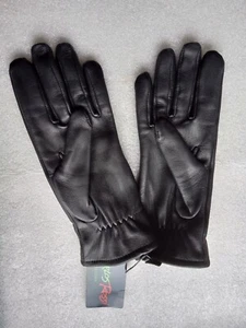 New Women's Leather Gloves, Black, Fleece lined, size M, fits like small - Picture 1 of 3