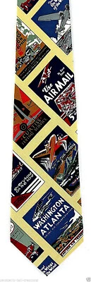 Vintage Air Posters Men's Travel Necktie Airplane Jet Plane Pilot Gold Necktie  Foto 1 de 4