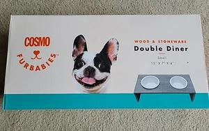 Cosmo Furbabies Double Dog & Cat Diner Small 15" x 7" x 4" - Picture 1 of 5