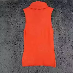 LANEROSSI Orange Wool Cashmere Roll Neck Top Sleeveless Jumper Size 2 - M - Picture 1 of 6