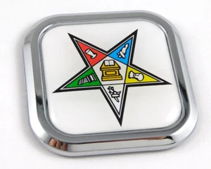 Eastern star Mason Square Chrome rim Emblem Car 3D Decal Badge Bumper sticker 2" - Imagen 1 de 8