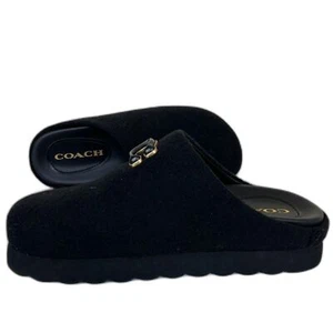 Zapatos zuecos Coach para mujer talla 6B negros Hadley con monograma de fieltro sin cordones NUEVO plataforma - Imagen 1 de 15