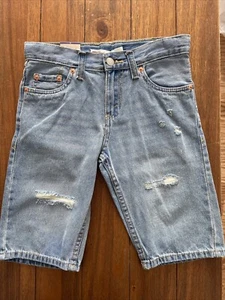 Levi's Boy's 511 Adjustable Waistband Slim Fit Distressed Denim Shorts Size 8 - Picture 1 of 3