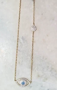 Pave EVIL EYE Sterling Silver Chain Gold Filled Chain Necklace 16" 18"20"24" NEW - Picture 1 of 14