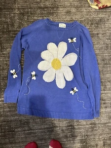 Quacker Factory Sweater Flower Bee Whimsical Pullover Blue Size L - Picture 1 of 4