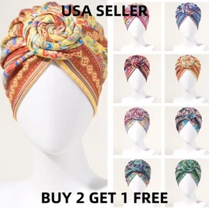 Women Retro African Turban Knotted Headwraps Pre-Knotted Hair Covers - Picture 1 of 12