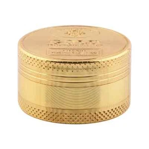 Gold 3 Piece Gold Tobacco Grinder Sharp Metal Spice / Herb Crusher 2.0 Inch - Picture 1 of 2