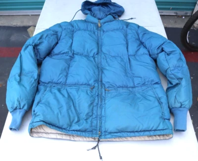 CHAQUETA ACOLCHADA AZUL PLUMÓN EDDIE BAUER VINTAGE AÑOS 70 CREMALLERA GARRA CON CAPUCHA PEQUEÑA Foto 1 de 4