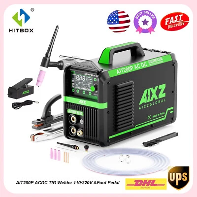 Soldadora 110V/220V AC DC TIG 200A Stick Pulse TIG Alu Soldadora + Pedal Foto 1 de 4
