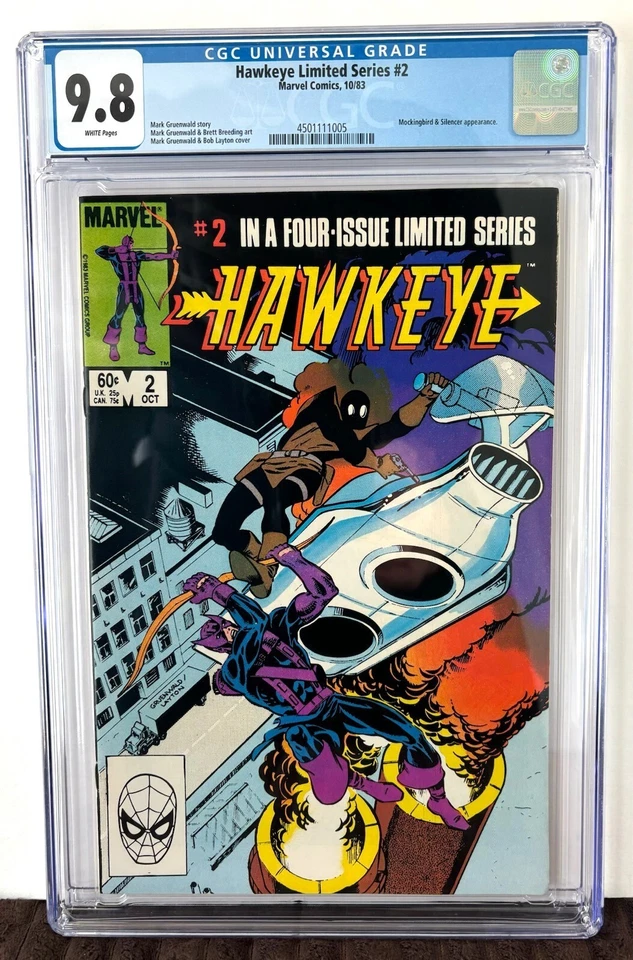 Hawkeye Serie Limitada #2, CGC 9.8, Wh. Pages, aplicación Mockingbird & Silencer., 1983 Foto 1 de 1