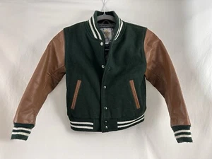 Genuine Golden Bear x Crewcuts Kids Varsity Jacket Green Wool Leather USA - Picture 1 of 19