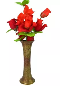 Indian Home Decorative Brass Enamel Work Antique Flower Vase (10 Inch). G7-1031 - Picture 1 of 9