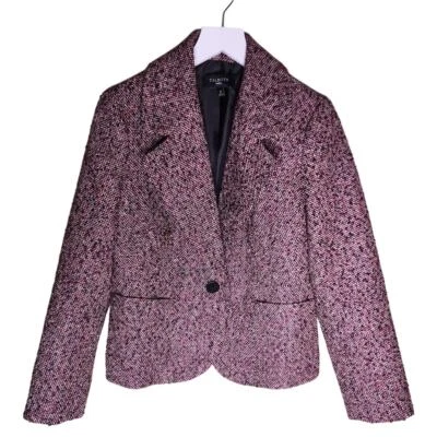 Talbots Blazer Suit Jacket 4P Burgundy Tweed Single Breasted One Button Lined - Image 1 of 4