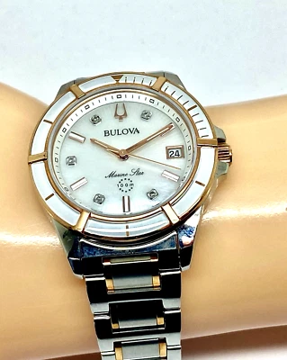 Bulova Marine Star Women's Watch 98P187 Diamond Two Tone 34mm NEW BATTERY - Image 1 of 4