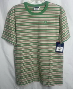Champion Classic Ringer Stripe  T-Shirt Pink Green Brown Men's NWT Box V - Picture 1 of 5