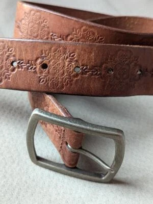 Cinturón de cuero vintage y2k años 90 hebilla marrón 34 western TOOLED vaquero RODEO Foto 1 de 4