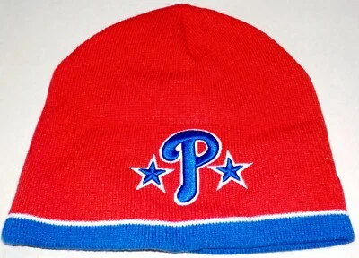 PHILADELPHIA PHILLIES WINTER KNIT HAT  BEANIE NWOT RED ACRYLIC OSFA MENS NEW ERA - Image 1 of 2