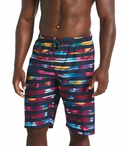 NWT NIKE M BLOCK STRIPE BREAKER 11" SWIM VOLLEY TRUNK Laser Fuchsia NESS9419 659 - Picture 1 of 4
