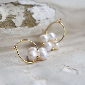 Genuine 10-12mm AAA+ South Sea White Baroque Pearl Earrings 14k Gold P