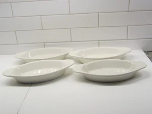 Vintage Lot of 4 Ivory/White INDIVIDUAL AU GRATIN CASSAROLE BAKING DISHES 8¾"" - Picture 1 of 6