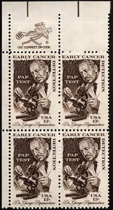 US - 1978 - 13 Cents Brown Dr. Papanicolaou Cancer Detection #1754 Zip Block NH - Picture 1 of 1