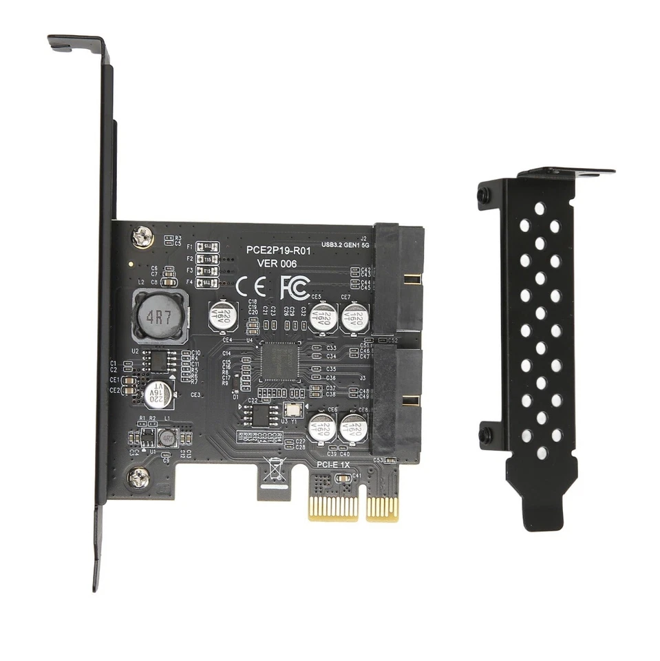 PCIE to USB 3.2 Expansion Card, 5Gbps High Speed USB Riser Card Dual Port USB3.2 - Image 1 of 4