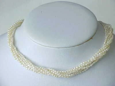 7 STRANDS OF AAA GENUINE WHITE FRESHWATER PEARL CHOKER 15" - Image 1 of 4